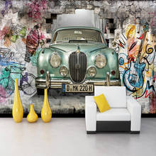 Papel de parede auto-adesivo 3d, retrô, carro antigo, pintado à mão, adesivo de parede, restaurante, café, bar, removível 2024 - compre barato