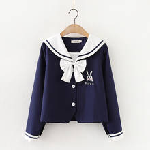 Рубашка женская в японском стиле Лолита, милая школьная форма в виде кролика, JK, блузка в стиле аниме для девочек, матросский галстук для косплея, Топ спереди 2024 - купить недорого