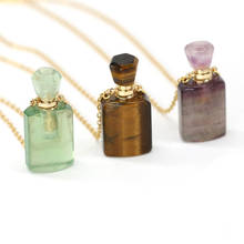 Natural Perfume Bottle Crystal Stone Pendant Necklace Fluorite Amethysts Essential Oil Diffuser Charm Copper Chain Jewelry Gift 2024 - buy cheap