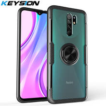 KEYSION Shockproof Armor Case for Redmi 9 Transparent Clear Magnetic Ring Phone back Cover for Xiaomi Redmi Note 9 10X 4G 2024 - buy cheap