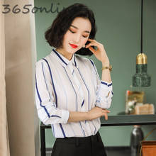 Novelty Striped Long Sleeve Women Blouses and Shirts  for Office Ladies Business Work Wear Female Tops Clothes OL Styles 2024 - buy cheap