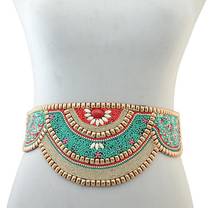 Women's runway fashion vintage elastic beaded Cummerbunds female Dress Corsets Waistband Belts decoration wide belt R3134 2024 - buy cheap
