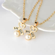 2pcs/set Heart Big SIS LIL SIS Necklace For 2 Handstamped BFF Couple Chains Pendant Family Necklace Engraved Girl Sister Gift 2024 - buy cheap