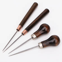 Hot! 2PCS Wooden Handle Awls DIY Leather Sewing Awl Shoes Repair Tool Hand Stitcher Leather Craft Awl Punch Hole Leather Tools 2024 - buy cheap