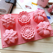 6 Cavity Flower Shaped Silicone Fondant DIY Handmade Soap Candle Cake Decors Candle Mold  Making Pastry Baking Tool 2024 - buy cheap