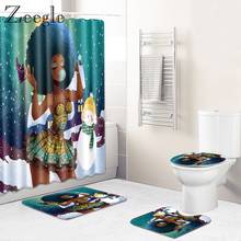 Zeegle tapete de banho tapete de banho conjunto de cortina de chuveiro para banheiro 4 pçs conjunto de banho impresso anti-deslizamento absorção de água banho pé tapete 2024 - compre barato