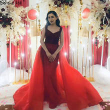 Dubai vermelho sereia espaguete cinta vestidos de noite 2021 sem mangas cristal luxo sexy formal vestido sereno hill la70772 2024 - compre barato