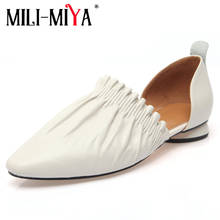MILI-MIYA New Arrival Casual Women Genuine Leather Flats Solid Color Round Toe Slip On Fashion Street Shoes Handmade For Ladies 2024 - buy cheap
