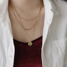 Colar amaiylgrades com pingente de 3 camadas, colar feminino de ouro, 14k, multicamadas, com corrente de clavícula, bijuterias para mulheres 2024 - compre barato