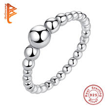 Original 925 Sterling Silver Rings For Women Wedding Stackable Round Ball Beaded Finger Rings Female Fashion Jewelry Gift 2024 - buy cheap