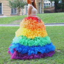 Elegante vestido de fiesta de arcoíris para mujer, Falda larga de tul, de Color arcoíris, con cremallera, faldas de Cosplay, 2020 2024 - compra barato