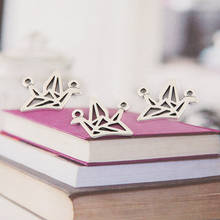 5pcs  Silver Color Paper Crane Charm accessories for jewelry making 2024 - buy cheap