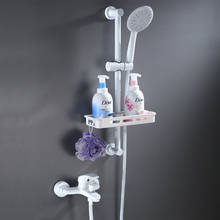 Kit de chuveiro, ducha, torneira branca de latão com suporte para parede, conjunto de banheiro e ducha, barra deslizante 2024 - compre barato