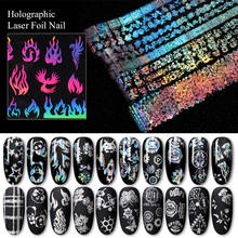 MEET ACROSS-pegatina holográfica de llama 3D para uñas, pegatinas de agua para decoración de uñas, lámina de aluminio para decoración de uñas 2024 - compra barato