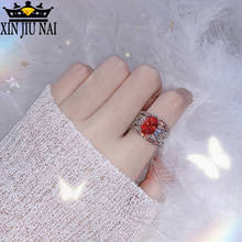 Fashion Garnet White CZ Silver Color Ring Women Wedding Bijouterie Exaggerate orange gemstone female accessories for the dance 2024 - buy cheap