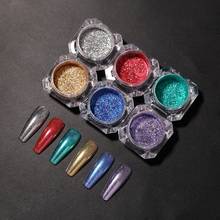 Polvo de uñas de Metal iridiscente, efecto espejo, purpurina, esmalte de Gel colorido, pigmento de decoración de polvo metálico cromado 2024 - compra barato