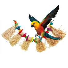 New Bird Swing Toy Pet Supplies Creative Grass Bird Swing Perch Parrot Cage Toy With Bead Bird  Cage Decorations 2024 - buy cheap