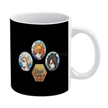 Taza blanca de The Promised Neverland Trio, regalo para niña, té, leche, tazas, The Promised Neverland Yakusoku No Neverland Emma 2024 - compra barato