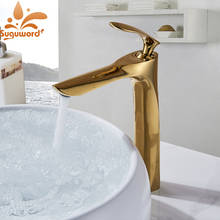 Bathroom Basin Gold Faucet Sink Faucet Hot Cold Mixer Crane Tap Deck Mount Tall Single Hole Handle New Design Modern faucets 2024 - buy cheap