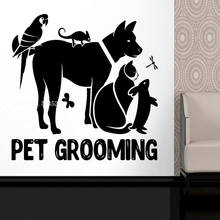 Pets Grooming Salon Sign Wall Sticker Pets Shop window Vinyl Decals Pets Dog Cat Care Shop Art Wall Murals Decor Poster LL636 2024 - buy cheap