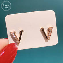 Aazuo 18K Rose Gold Real Diamonds H Si1 MINI Lovely Letter V Stud Earring Au750 For Woman Wedding Engagement  Party 2024 - buy cheap