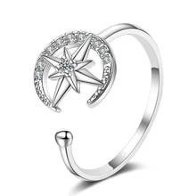 Utimtree-anillo con diseño de luna creciente para mujer, sortija ajustable con diseño de Luna y estrella de cristal, Circonia cúbica, zirconia, circonita, zirconita, 925 2024 - compra barato