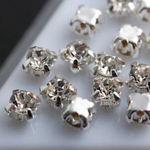 SS12 SS16 кристально чистое шитье коготь стразы пришить стразы кристаллы камни серебро золото база для DIY одежды 2024 - купить недорого