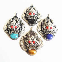 Tibetan Pendants Copper Inlaid Multi Stone Beads Dragon Head pendant For Man TBP061 2022 - buy cheap