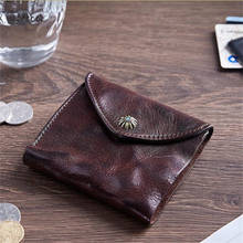 LEACOOL Genuine Leather Wallet Men Women Vintage Short Small Slim Hasp Wallets Purse Card Holder With Coin Pocket Money Bag 2024 - buy cheap