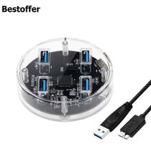 Concentrador de red USB 3,0 transparente, 4 puertos, OTG, portátil, fuente de alimentación externa 2024 - compra barato