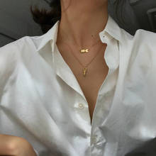 Novo colar de jóias de moda multi-camada colar de bloqueio de chave retro colar de indicação gótico gargantilha feminino atacado 2024 - compre barato