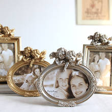 6/7/8 Inch Cupid Gold Photo Frames Retro Handmade Sculpture Resin Oval Frame Creative Angel Wedding Desktop Decoration Ornaments 2024 - buy cheap