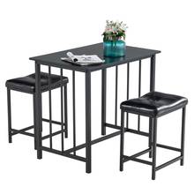 Juego de mesa de comedor de 3 piezas, 43,2x33x55,2 CM, para 2 mesas de PVC y 2 taburetes, color negro, almacén de EE. UU. 2024 - compra barato