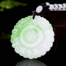 Natural Chinese White Green Jade Bat Flower Pendant Necklace Carved Charm Jadeite Jewelry Fashion Amulet for Men Women Gifts 2024 - buy cheap