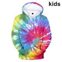 Sudadera con lazos y capucha para niño y niña, chaqueta colorida con estampado 3D de espiral, ropa de moda, de 3 a 14 años 2024 - compra barato