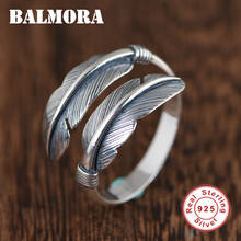 BALMORA-Anillo de flecha de plumas de 100% Plata de Ley 925 para mujer y niña, anillo ajustable abierto Vintage, anillo de declaración, regalo de joyería 2024 - compra barato
