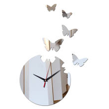 Модные 3d настенные часы, безопасный Современный домашний декор «сделай сам», зеркальные часы с кристаллами, для гостиной, Детские художественные часы 2024 - купить недорого