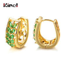Kinel 11.11 Carnival Fashion Gold Stud Earrings Green Rhombus Natural Zircon Women Earrings Ethnic Wedding Party Fine Jewelry 2024 - buy cheap
