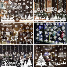 Christmas Tree Snowflake Elk Window Stickers Merry Christmas Decorations for Home Navidad 2021 Ornaments Xmas New Year Gift 2021 2024 - buy cheap