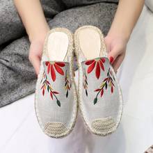 Women Mules 2020 Ladies Ethnic Slippers Woman Hemp Slides Female Casual Outdoor Shoes Women's Comfortable Fashion Footwear 2024 - buy cheap