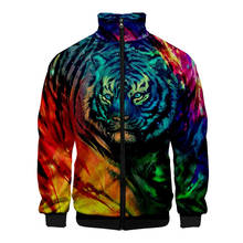 Newest 3D Printed Tiger Hip Hop Stand Collar Zipper Jacket Women/Men Long Sleeve Jackets Streetwear Animal Sweatshirt Clothes 2024 - buy cheap