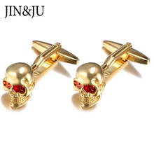 Jin & ju botões de cristal casuais, botões para homens, esqueleto, caveira, marca de luxo, design, qualidade empresarial 2024 - compre barato