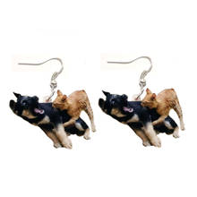 Cat and Dog Fight Acrylic Earrings Fashion Women Ladies Girl Gift Jewelry Dangle Pendant Big Drop Fly Wing Earring Lady Party 2024 - buy cheap