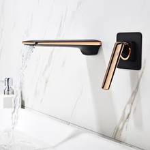 Tuqiu Basin Faucet Rose Gold and Black Bathroom Sink Faucet In-Wall Black Waterfall Tap Basin Mixer Tap Set Combination Blanoir 2024 - buy cheap