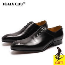 Men Genuine Leather Shoes Black Brown Mens Business Dress Luxury Wedding Office Lace Up Pointed Toe Shoes For Men Oxford Shoes 2024 - buy cheap