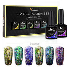 Гель-лак Venalisa для дизайна ногтей, 6 цветов, 7,5 мл, светодиодный, УФ, блестящий, с павлиньим блеском 2024 - купить недорого