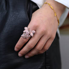 Anel cravejado com 3 peças cz feminino, joia com cristais micro empedrada, rosa, borboleta, coquetel, bijuteria da moda, para mulheres, 2021 2024 - compre barato