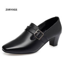 2022 Elegant Temperament Square Head Spring Shoes Women High Heeled Shoes Genuine Leather Shoes Women Shoes High Heels Plus Size 2024 - buy cheap