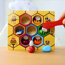 Hot Wooden Leaning Educatinal Toys Children Montessori Early Education Beehive Game Childhood Color Cognitive Small Bee Toy Gift 2024 - buy cheap