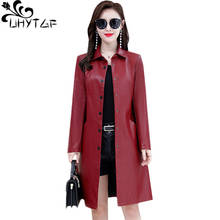 Jaqueta de couro feminina uhytgf 5xl plus size, coreana, fina, casaco longo, casual, de outono 2024 - compre barato